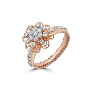 Floral Diamond Whispers 14Kt Rose Gold Ring